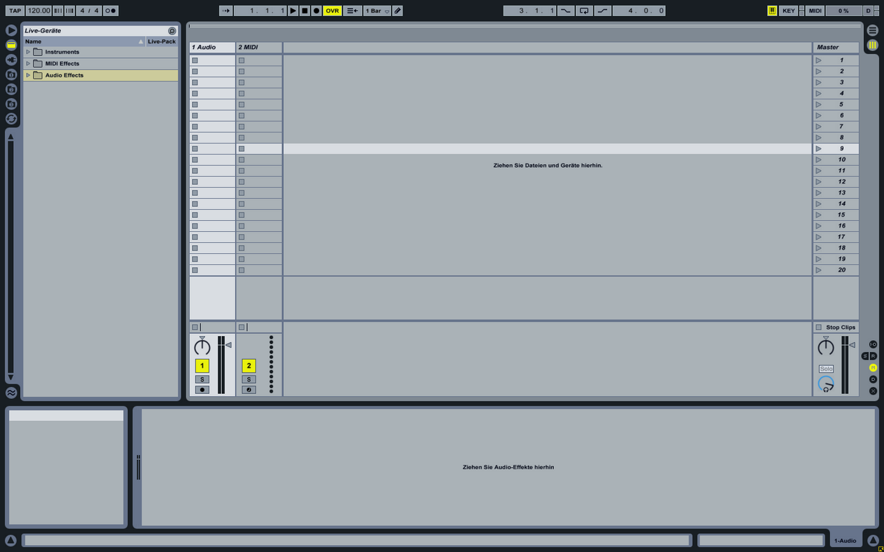 Capture d’écran du logiciel Ableton Live